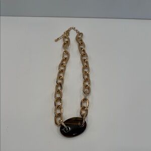 J. Crew Factory Gold Chain Necklace with Black Oval Pendant